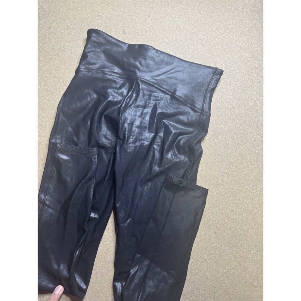 Spanx Faux Leather Black Leggings - Ankle Length -‎ Size MED $120
